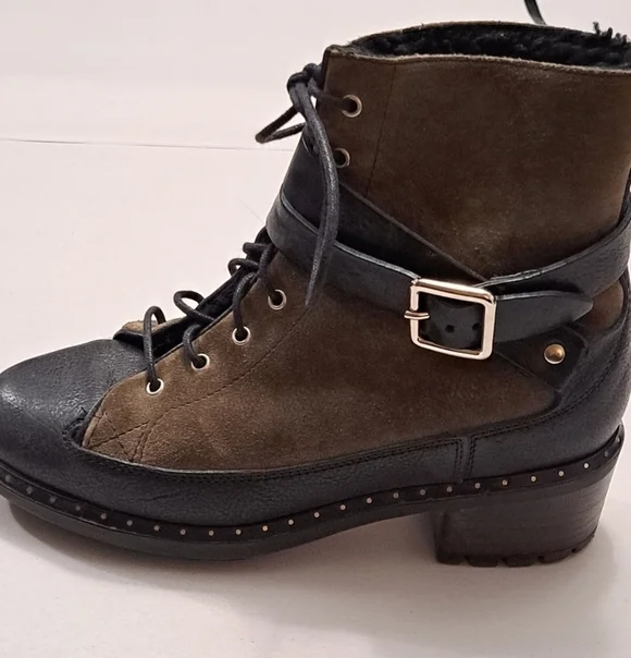 UGG Collection Sassari Suede/Leather Combat Boots/Booties Size 6M - Picture 7 of 10